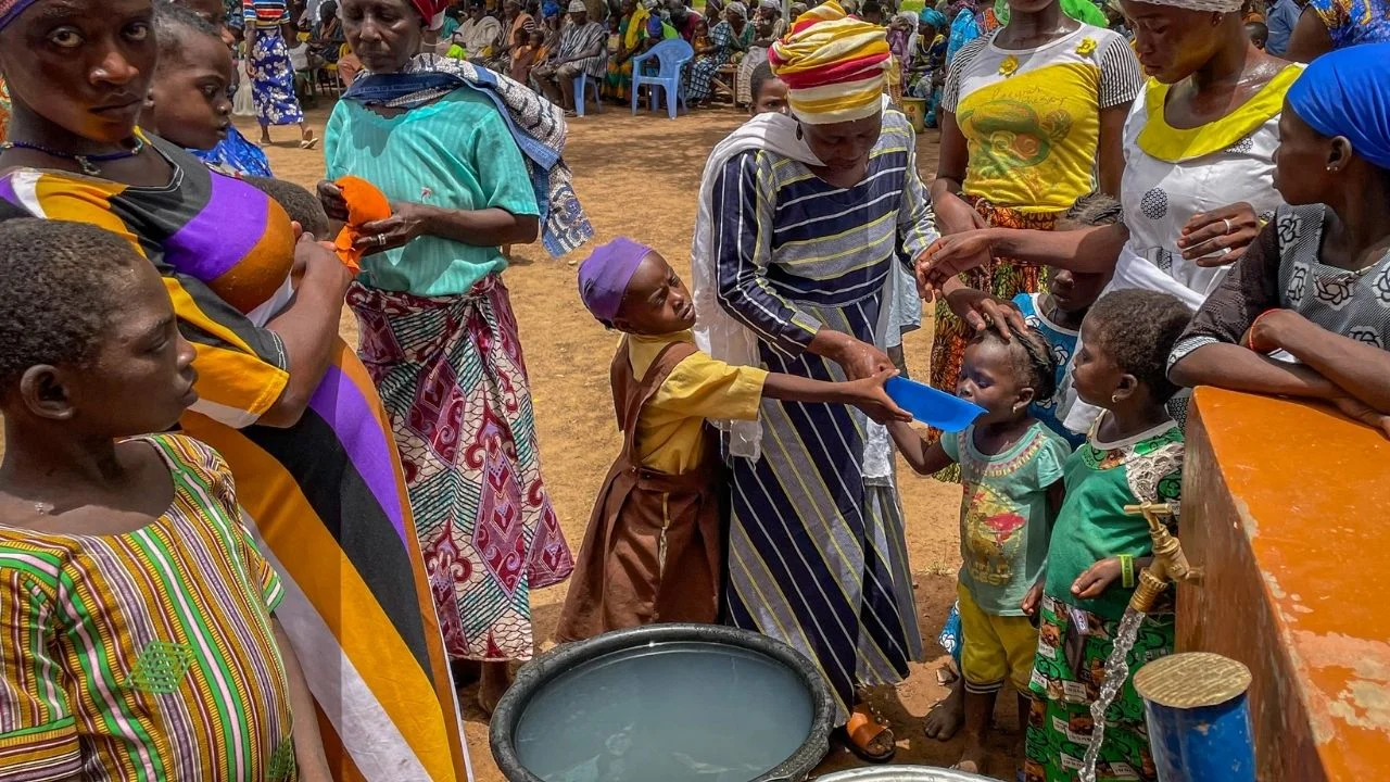 Community in Ghana drinking water